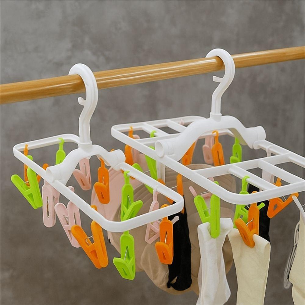 Foldable Underwear Drying Rack Plastic Laundry Clip Multifunctional Clothes Hanger  Bathroom