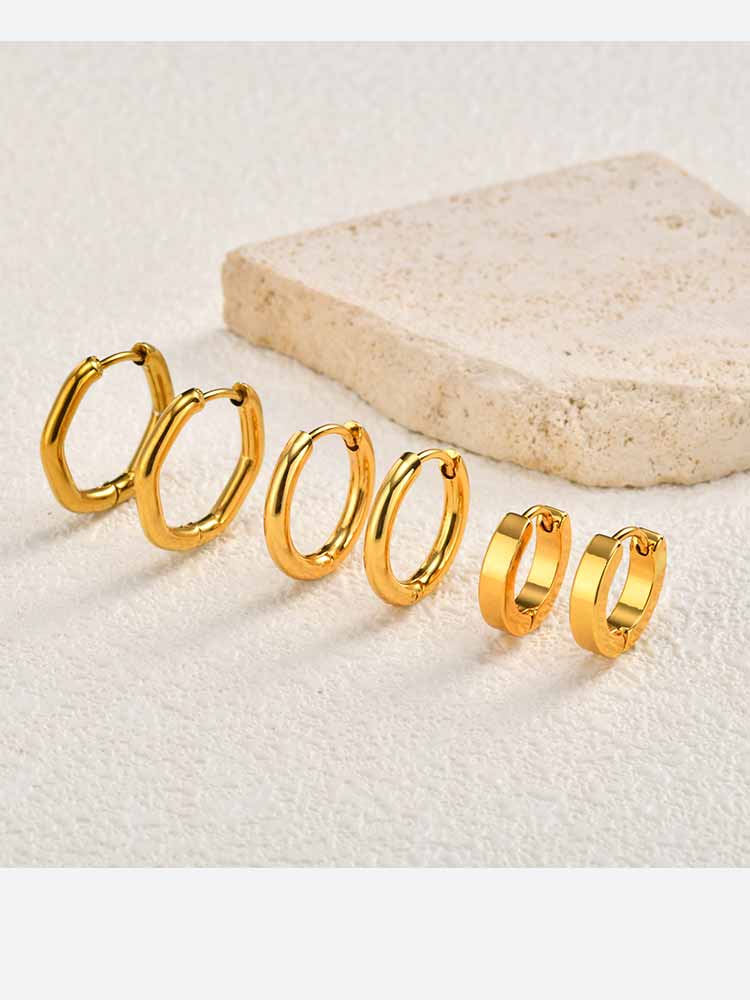 Set Hoops, Stainless Steel Hoop Earrings for Women, Geometric Round Square Huggies Hoops Earrings Cartilage Punk Jewelry
