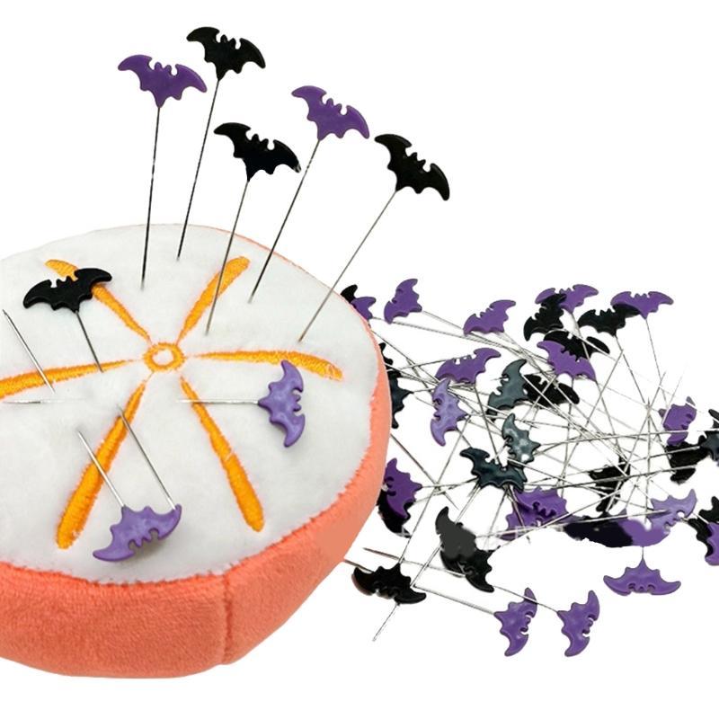 50pcs Dressmaking Pins Embroidery Patchwork Pins Accessories Halloween Bat Sewing Needle DIY Sewing Tools Decoration