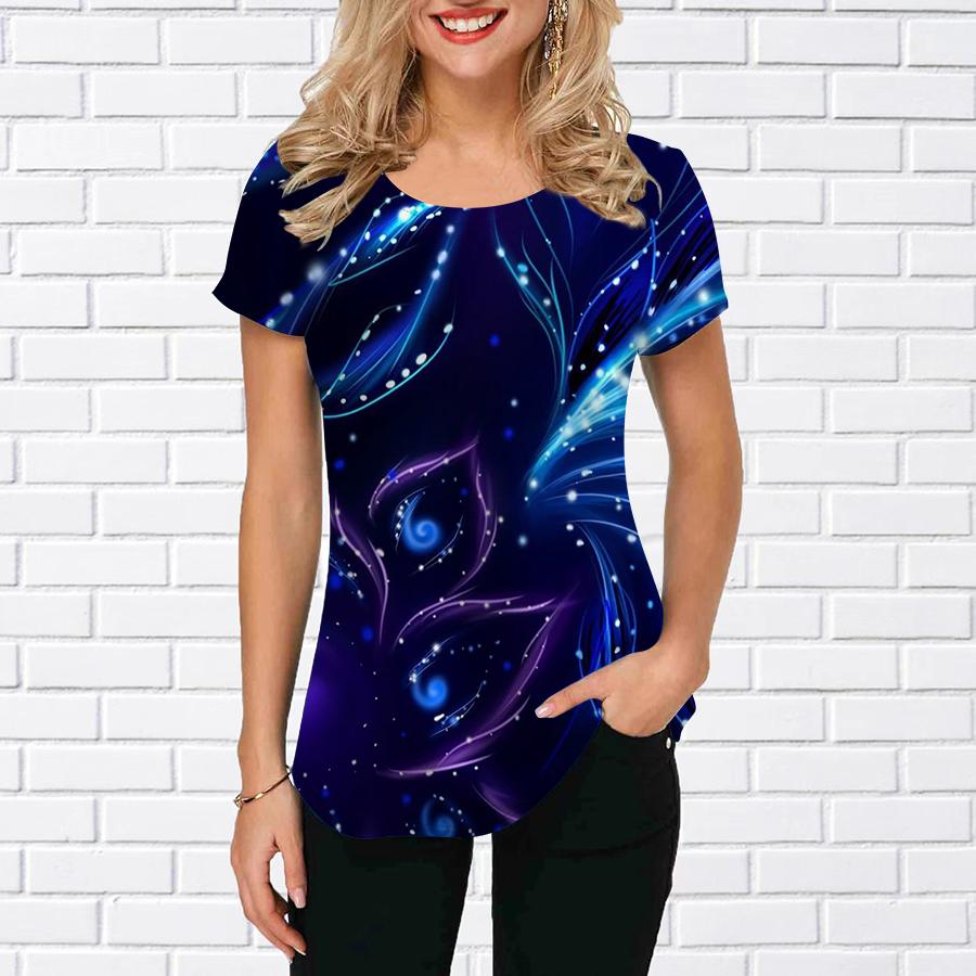 

Женщины Летняя футболка Принт с коротким рукавом Tees Повседневные печатные топы