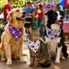 Pet Bandana with Distressed Flag Print Triangular Scarf for Dogs Adjustable Neck Accessory for Independence Day Outdoor Events