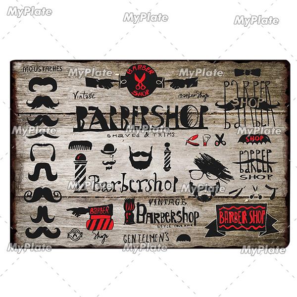 [MyPlate] BARBER BAR Metal Sign Vintage Plaque Tin Sign Plate Wall Decor For Bar Club Man Cave Art Painting Gift