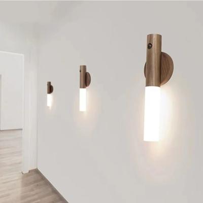 USB Night Light LED Wood Wireless Magnetic Wall Lamp Kitchen Cabinet Closet Light Home Bedroom Table Move Lamp Bedside