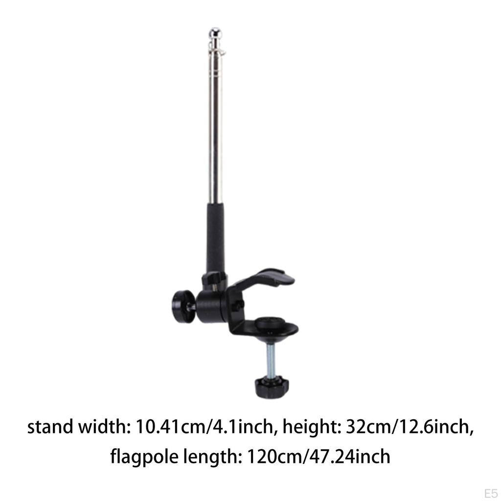 1.2 Meter Adjustable Boat Flag Pole Holder Kit for 0.6-1.75" Rails with 360° Rotation