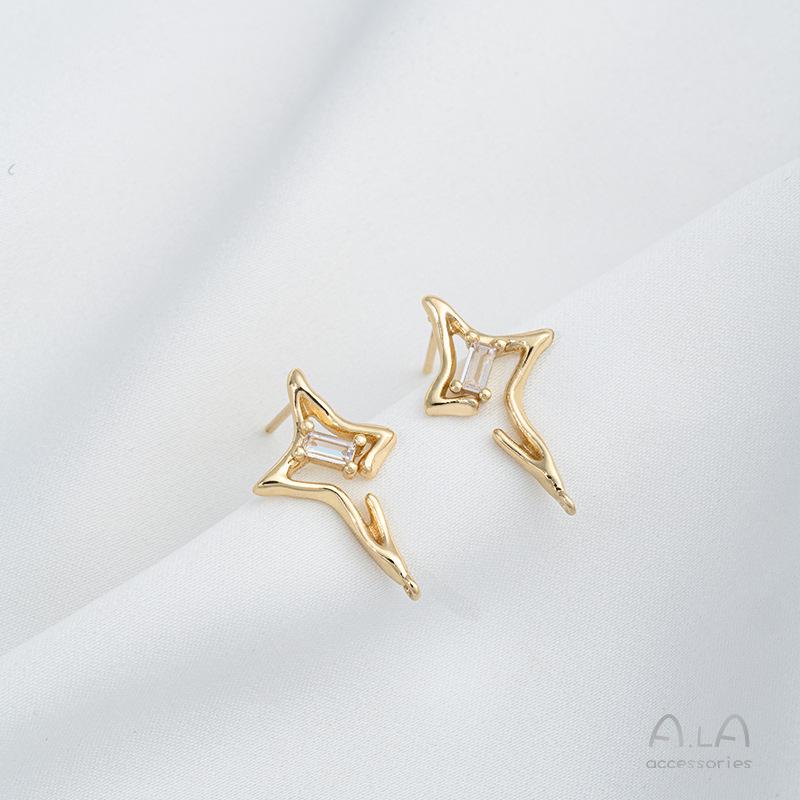 

14K Gold-Filled Lava Starburst Earrings with Silver Needle Accessories