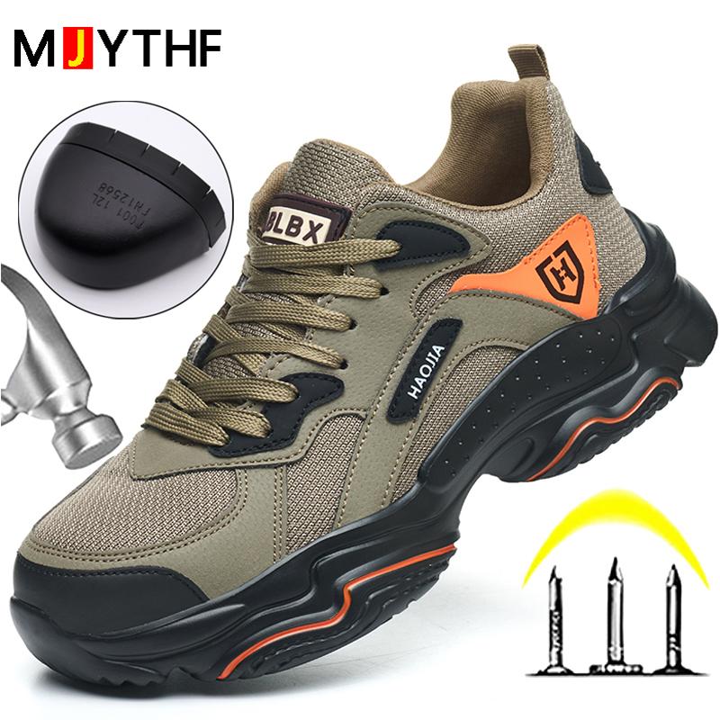 Fashion Men'S Sports Shoes New Safety Shoes Men Steel Toe Shoes Security Sneakers Puncture-Proof Work Shoes Lightweight Comfort