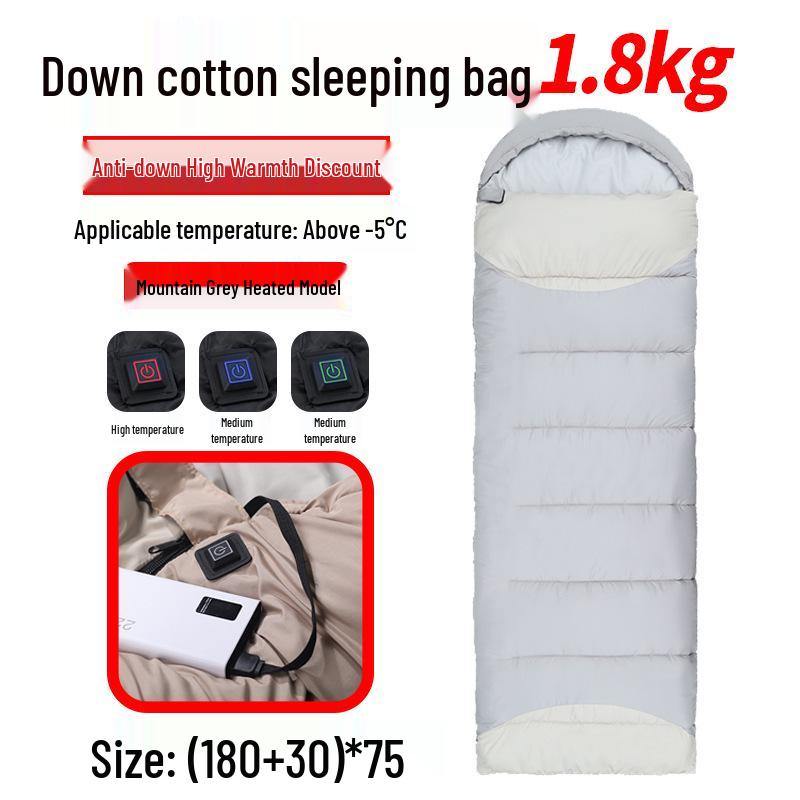 USB Heated Washable Sleeping Bag for Adults - Thickened, Warm, and Cold-Protective for Spring, Autumn, and Winter Camping.
