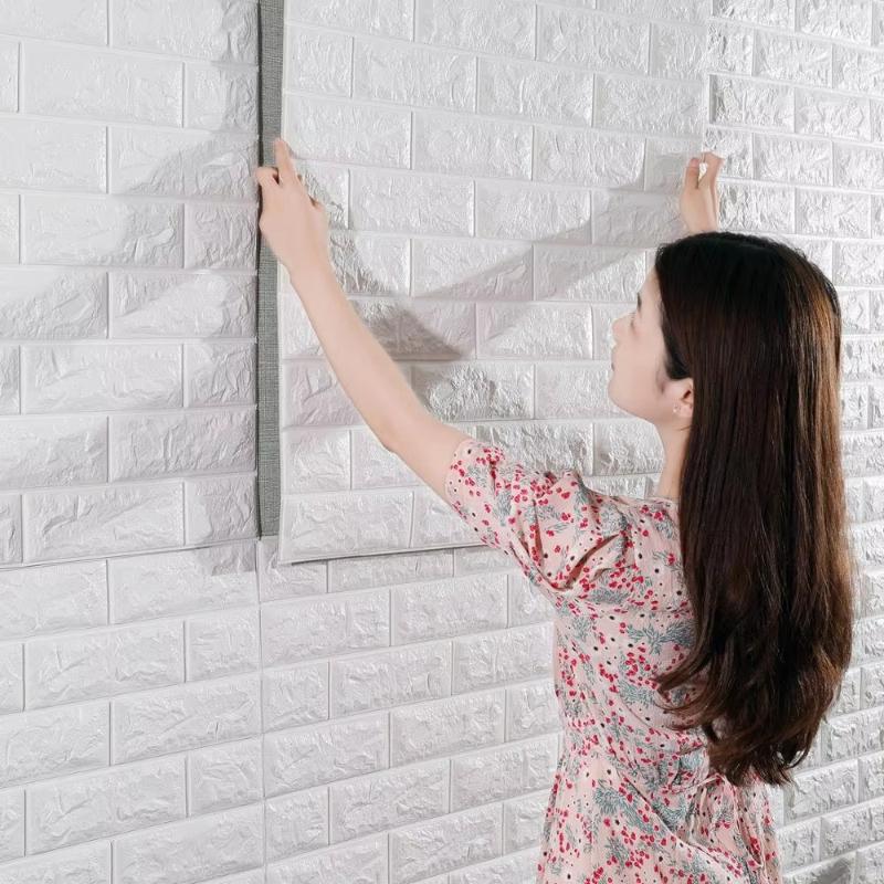 10 Meter Continuous 3D Wall Stickers Imitation Brick Decor Waterproof Self-adhesive Wallpaper For Living Room Kitchen TV Backdrop