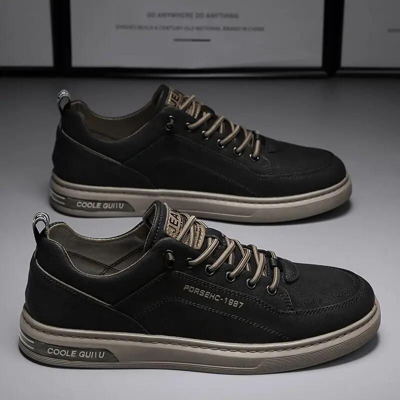 Men's Thick Sole Sneakers Designer Sports Shoes Fashion Casual Fiber Leather Breathable Height Increase Flat Thick Sole Shoes
