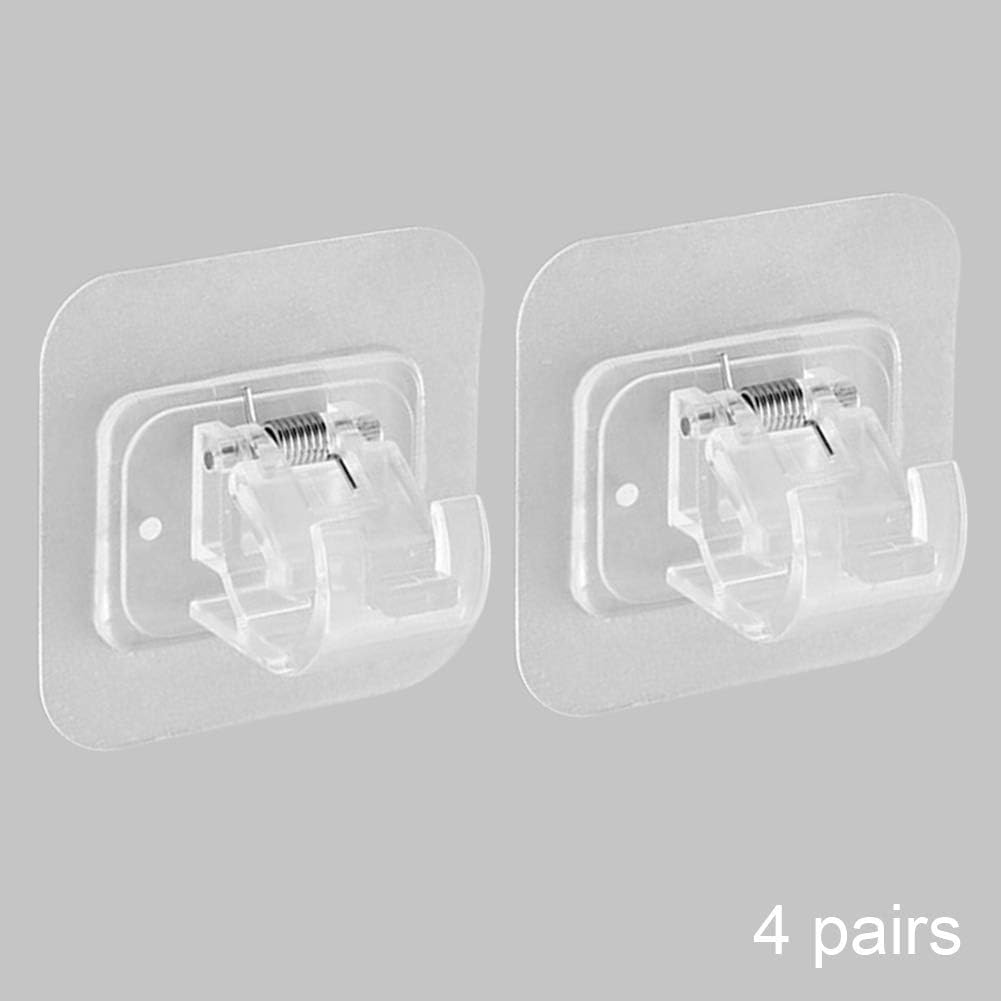 Curtain Rod Bracket, Transparent Self Adhesive Curtain Rod Towel Rod Holder Drapery Hook, Strong Load Rail Rack Brackets & Fixings for Kitchen
