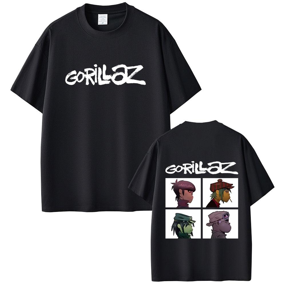 Rock Band Gorillaz Demon Days Album Graphic Tshirt Men Women Hip Hop Alternative Vintage Oversized Tshirt Male Casual T Shirts