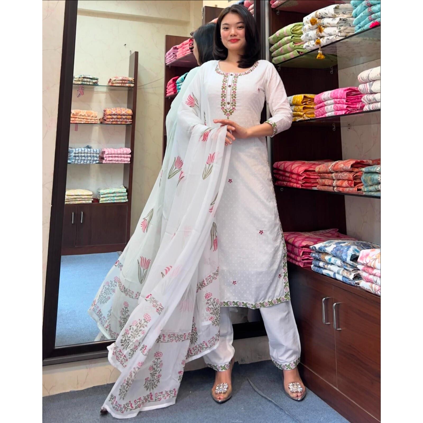 Indian Pakistani Kurti Salwar Suit Bollywood Party Wear Kurta Pant Dupatta Set VFP-1818a L-40