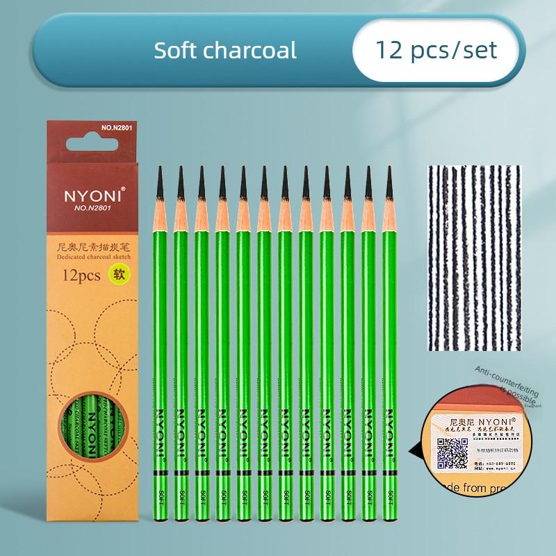 Professional Sketch Charcoal Pencils Set Soft Medium Hard Charcoal Pencils for Drawing Sketching Shading Pen School Supply
