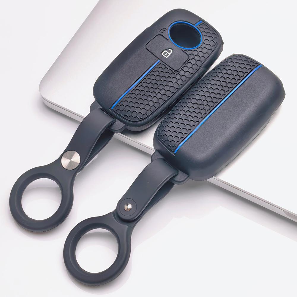 Soft Silicone Remote Key Case for Toyota Raize Veloz Avanza Wigo Rush Calya Sigra with Keychain Honeycomb Texture Racing Stripe Remote Key Protector