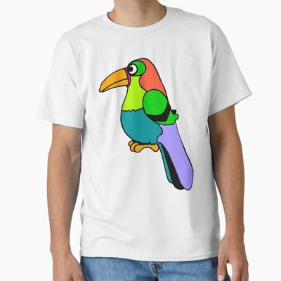 Chemises Décontractées pour Hommes Manches Courtes Une Chemise Toucan Cartoon Vibrante T-shirts Anime Noirs T-shirts Oversize