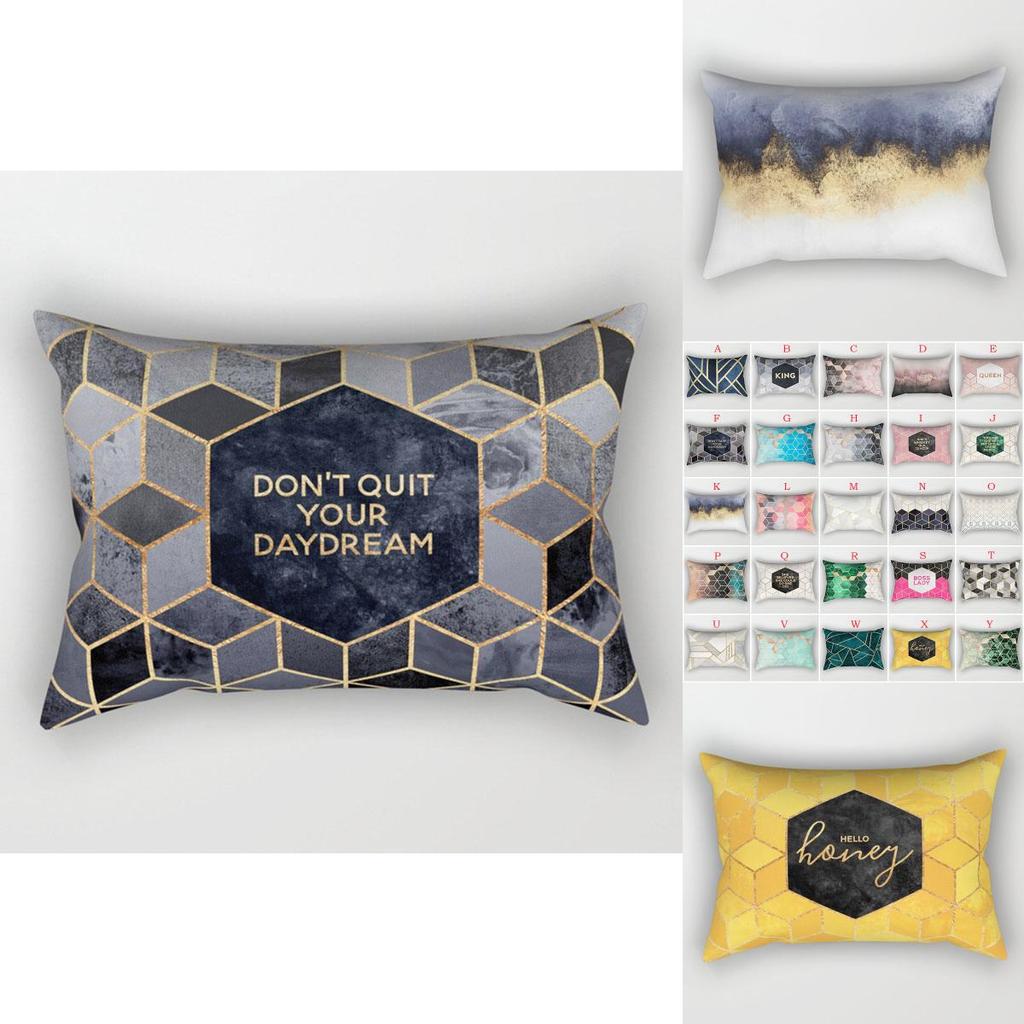 Soft And Comfortable Peach Skin Rectangle Pillow Case With Chic Geometric Marble Print For Home Styling