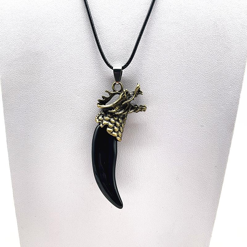 Fashion Brave Men's Pendant Necklace Vintage Bronze Wolf Tooth Alloy Pendant Necklace Fashion Choker Jewelry