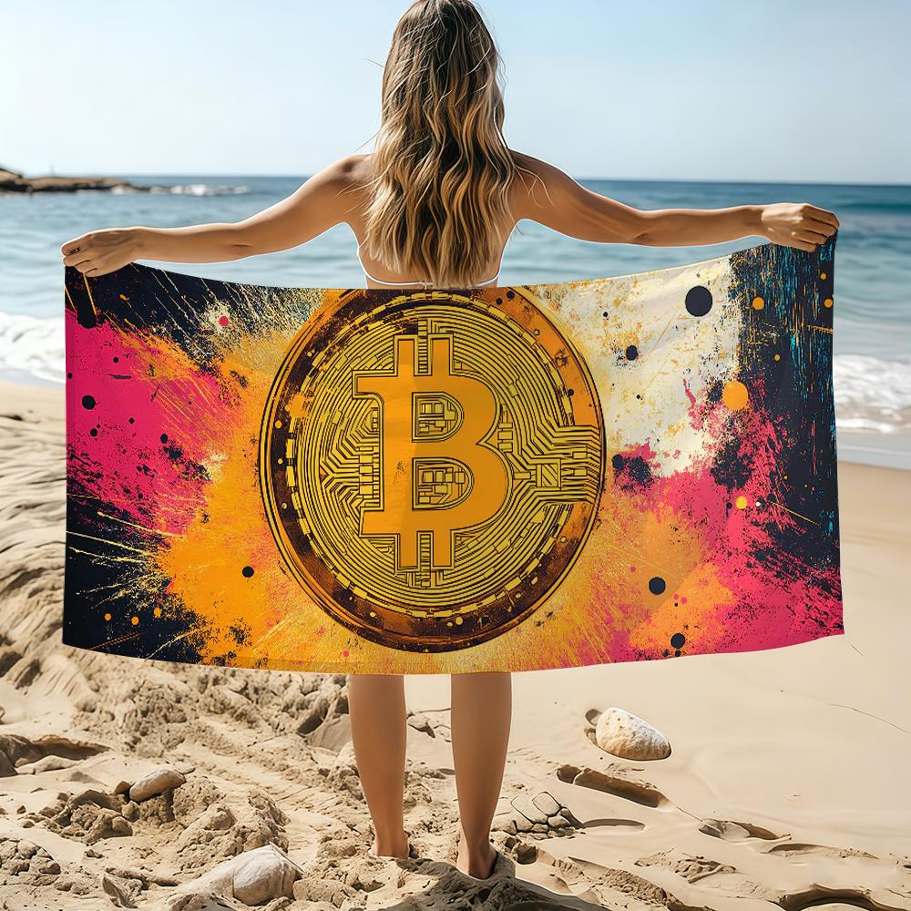 

Funny B-itcoin Crypto C-ryptocurrency Towel Beach Towel Oversized Quick Dry Towel Absorbent Soft Swim BeachTowels for Men Women W40*H60(CM)