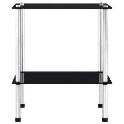 2 Tier Black Glass Shelf 40 X 40 X 47 Cm Tempered Glass