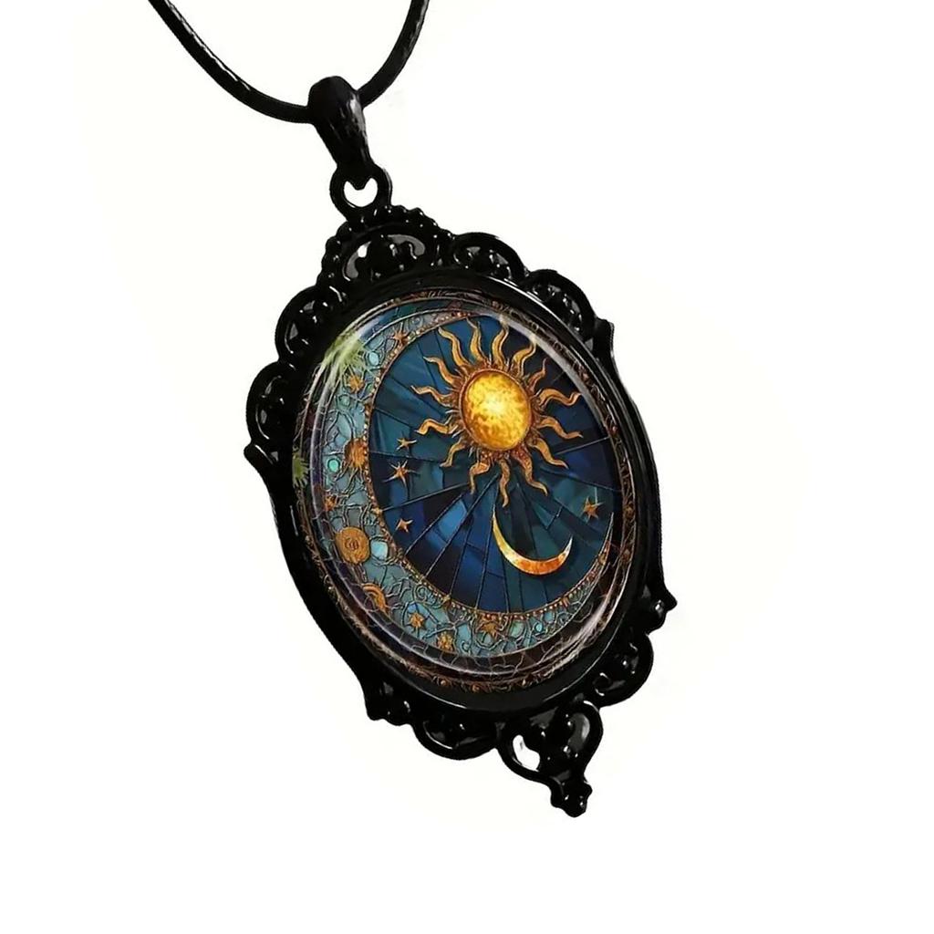Trendy Pendant Necklace Showcasing Moon and Sun Pattern Exquisite Chain Necklace Present for Fashion Enthusiasts