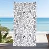 Black and White Soccer Doodle Pattern Beach Towel Football Fan Gift Microfiber Bath Towel for Sports Lovers Gym