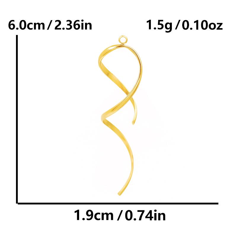 6pcs Minimally Curved Lines Vintage Stainless Steel Charms For Jewelry Making Supplies Handmade Earrings Necklace Pendant Charm