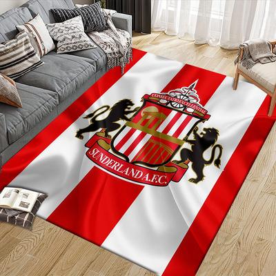 Sunderland AFC Flannel Printed Carpet, Home Sofa Decoration for Living Room & Bedroom, Non‑Slip Play Flannel Floor Mat for Game Room