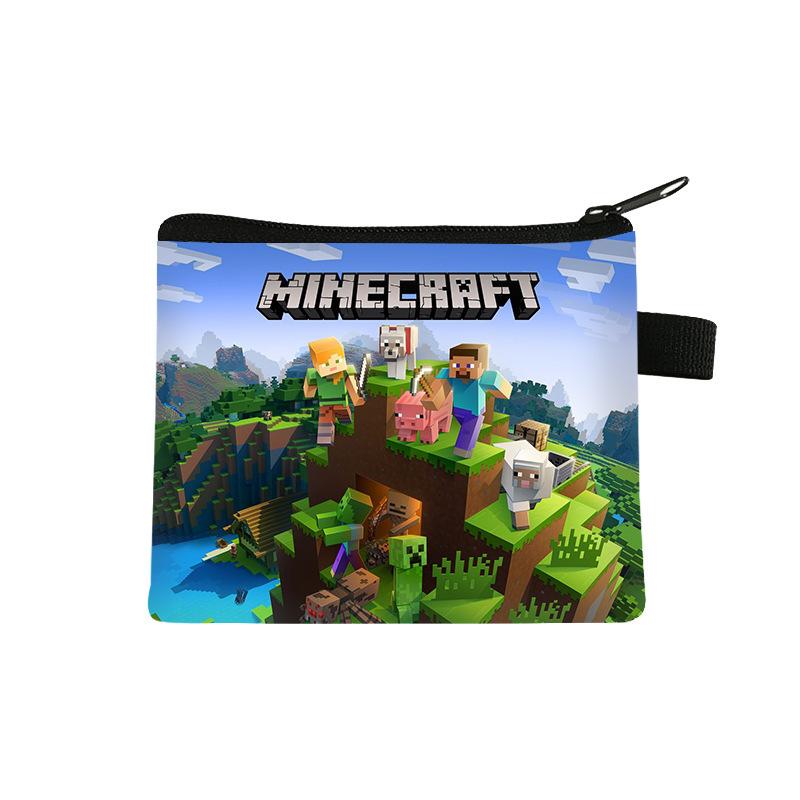 Minecraft Children S Change Bag Cute Cartoon Card Bag Student Polyester Storage Bag Coin purse (normal quality)