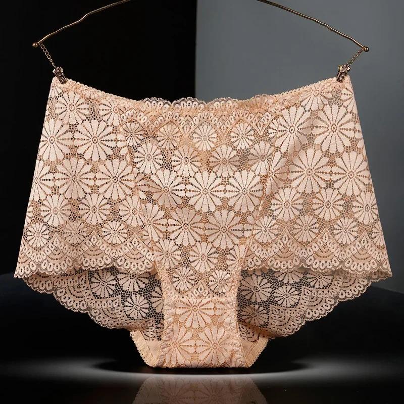 underwear women High-waisted sexy lingerie women hollowed-out lace plus size panties briefs ropa interior femenina ropa mujer