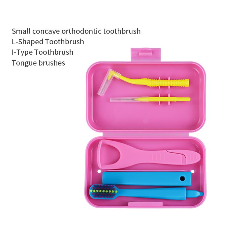 1box Dental Oral Cleaning Care Kits Portable Daily Travelling Orthodontic Care Interdental Brush Tongue Scraper 2028