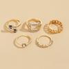 INS Style Alloy Rings, Cross-border Minimalist Light Luxury Snake Stackable Ring Set Diamond Inlaid Women Couple Rings
