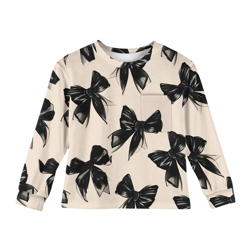 Girls' Long Sleeve Blouse - Round Neck Soft Waist Tunic