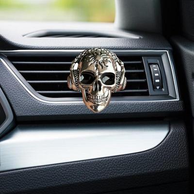 Osvěžovač vzduchu Car Vent Ozdoba Halloween Air Vent Halloween Lebka se sluchátky Difuzér pro auto parfémy s klipem pro většinu