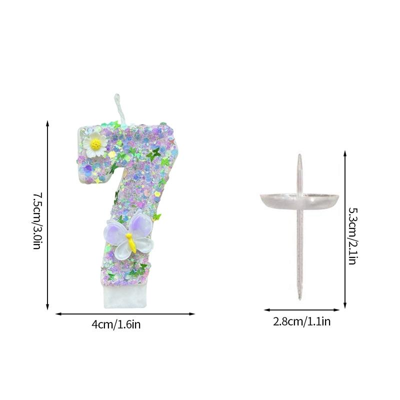 Fairy Birthday Number Candles Purple Pink Digital Candle 0-9 Number Cake Topper Girls Birthday Party Cake Decoration Supplies