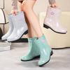 Rain Shoes Women's Short Fashion Rain Boots Waterproof and Non-slip Water Boots Water Shoes Thickened Warm Cashmere Overshoes