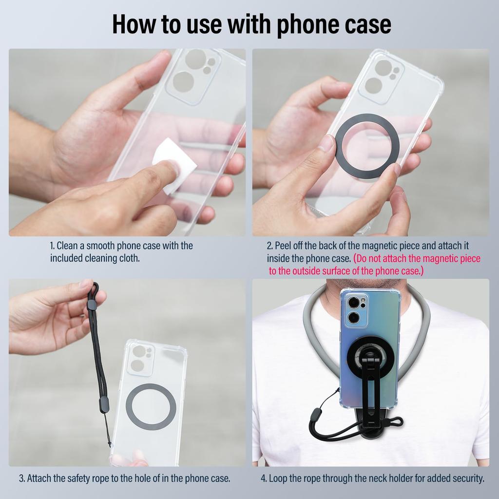 SIRUI Magnetic Neck Mount for POV Necklace Mount Vlogging Accessories for Android GoPro Hero Insta360 Action Cameras Phones, Hands-Free iPhone,