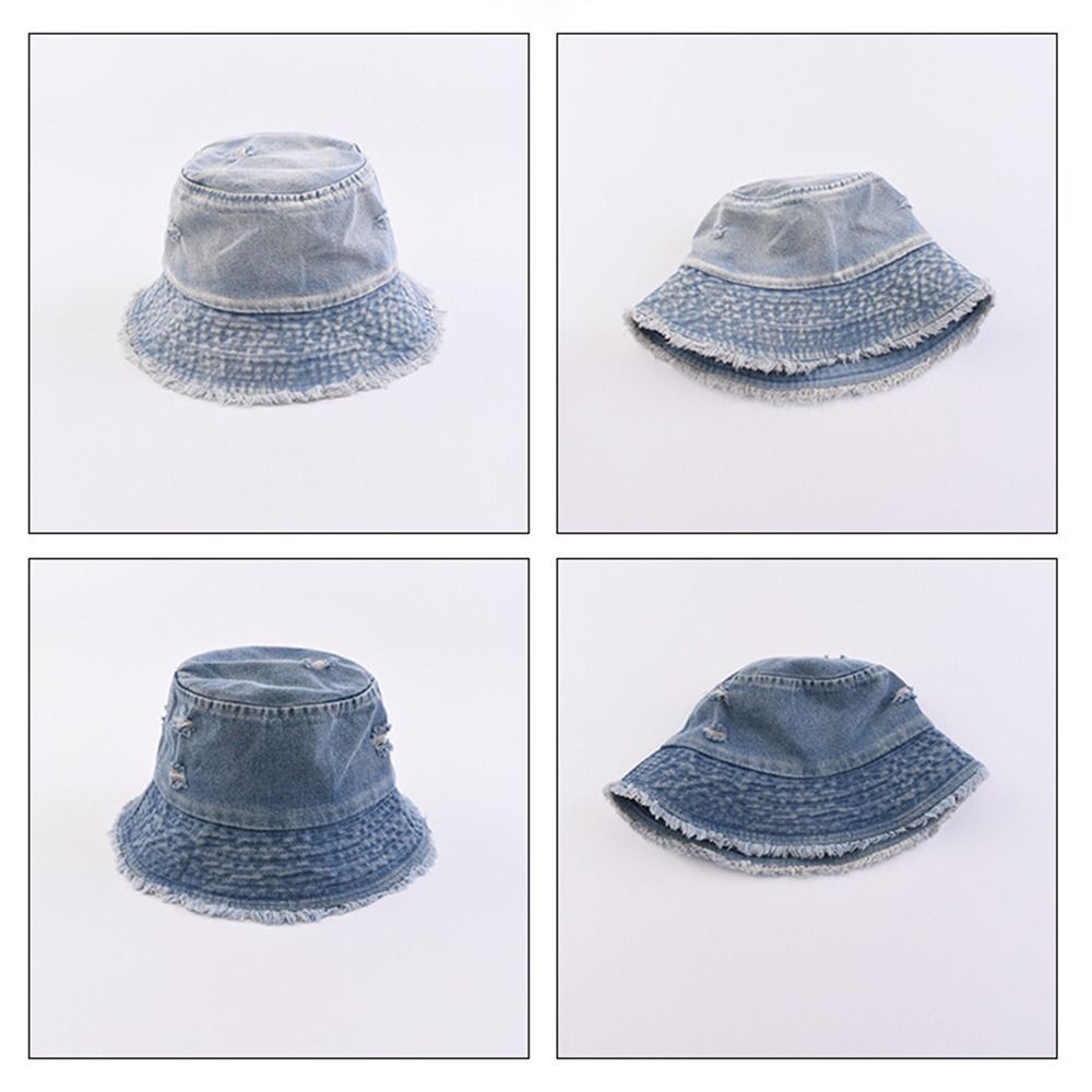 Korean Style Fishermen Caps Washed Denim Sun Protection Hat Personalized Sun Hat  Climbing