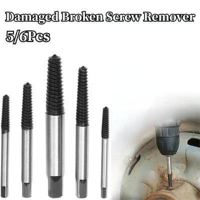 Damaged Broken Screw Remover Extractor Drill Bits 5/6Pcs Steel Durable Easy Out  Center   Bolts  Tool