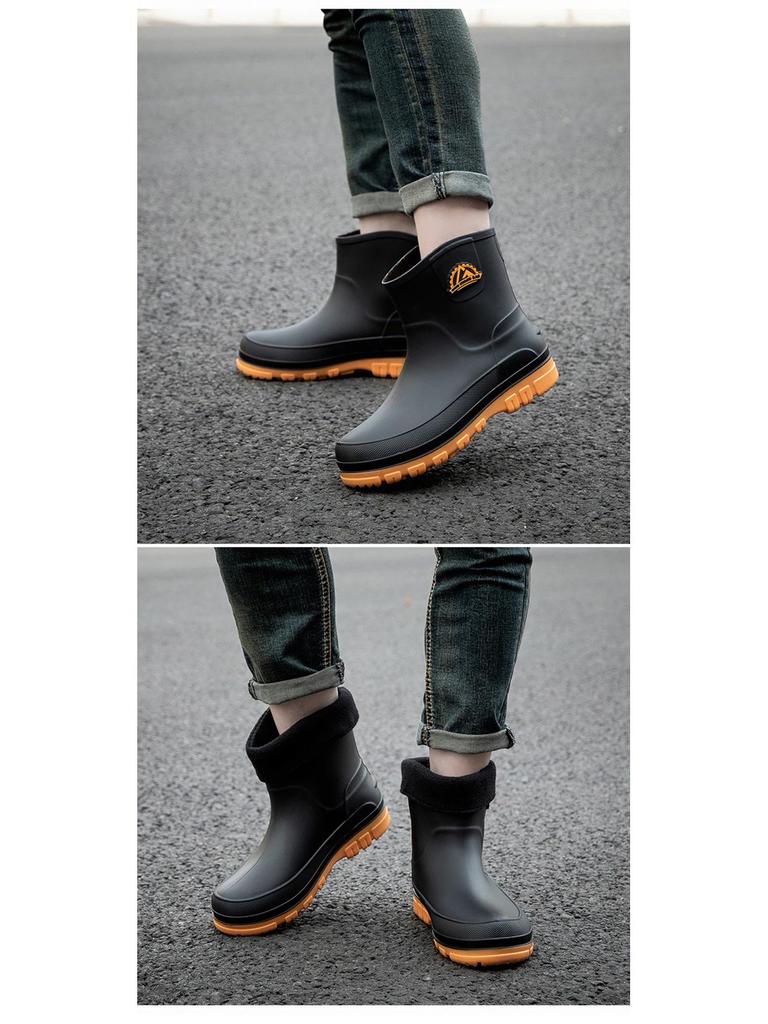 Men's Waterproof Non-slip Rubber Ankle Boots - Korean Style Slip-on Shoes