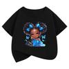 Cute Girl with Butterfly TShirt Printed T Shirt Girls Casual Short Sleeve Tops TShirts 90s Girls Clothing Summer