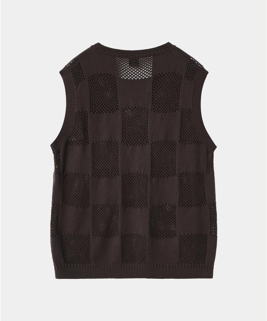 Crew Members Only Checker Board Vest Brown
