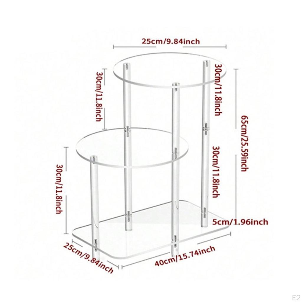 3-tiers Bedside Table Portable Acrylic Tier Shelf Multi Use Transparent Storage