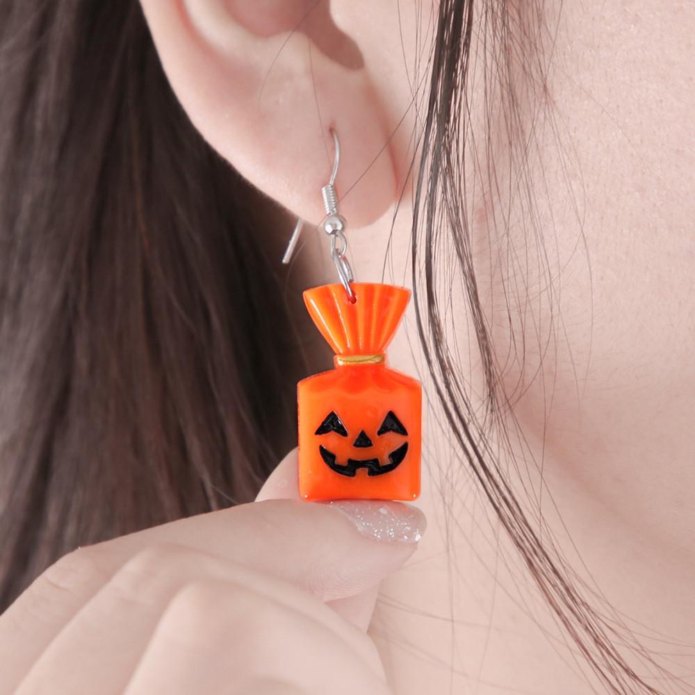 Stylish And Fun Halloween Pumpkin And Bat Earrings Perfect For Girls Celebrating Halloween