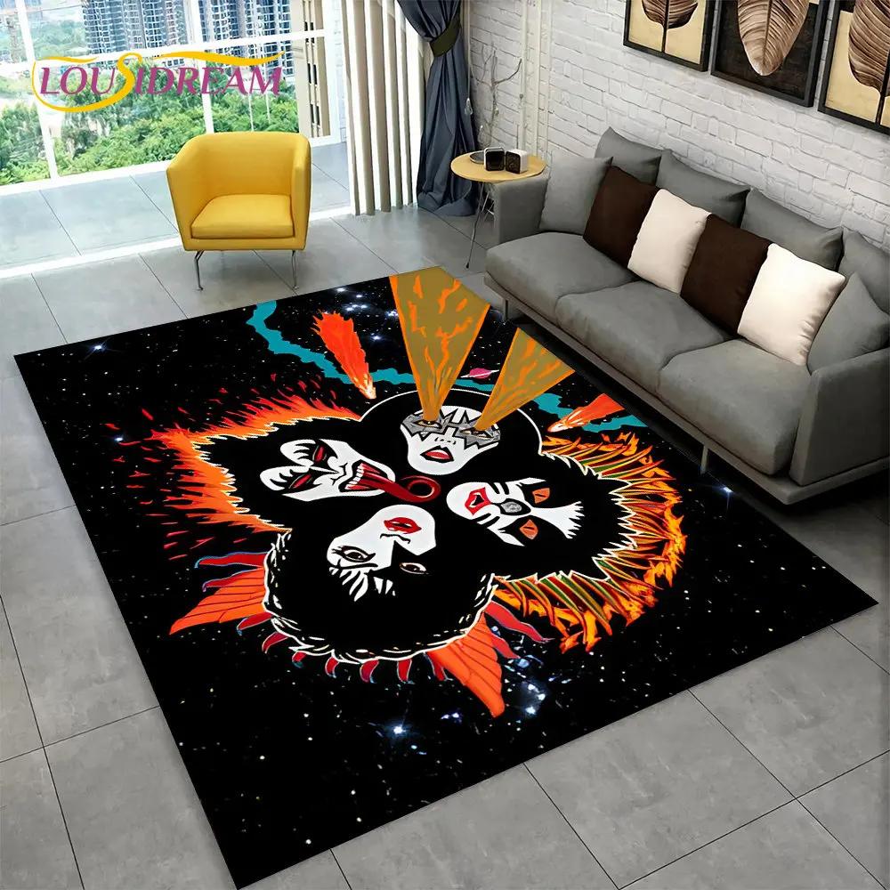 KISS Rock Band Retor Teppich, Teppich für Zuhause, Wohnzimmer, Schlafzimmer, Sofa, Fußmatte, Dekor, Küche, rutschfeste Bodenmatte Alfombra
