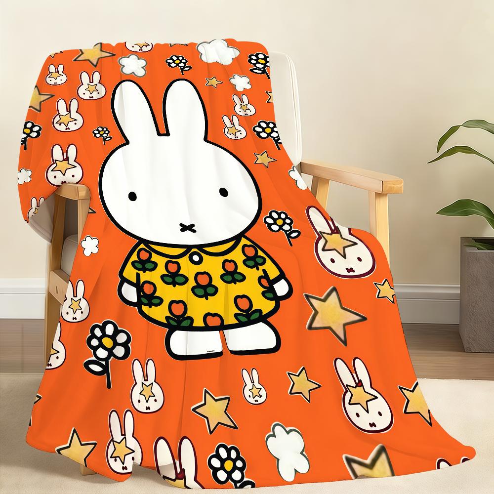 Cartoon Cute M-Miffy Blanket Soft Throw Blanket for Home Bedroom Bed Sofa Picnic Travel Office Rest Cover Blanket Gift