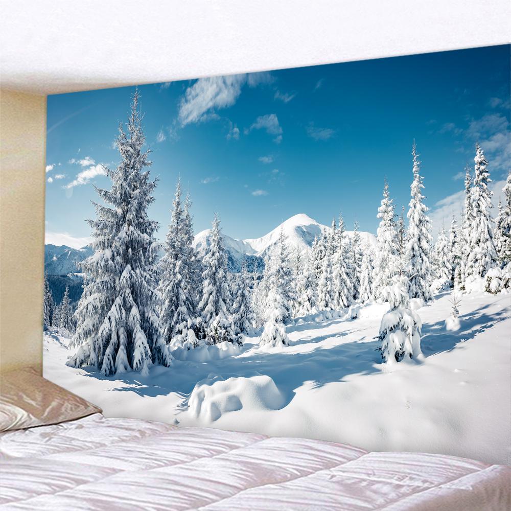 Forest Snow Christmas Tree Psychedelic Scene Home Decor Art Tapestry Bohemian Tarot Beautiful Room Wall
