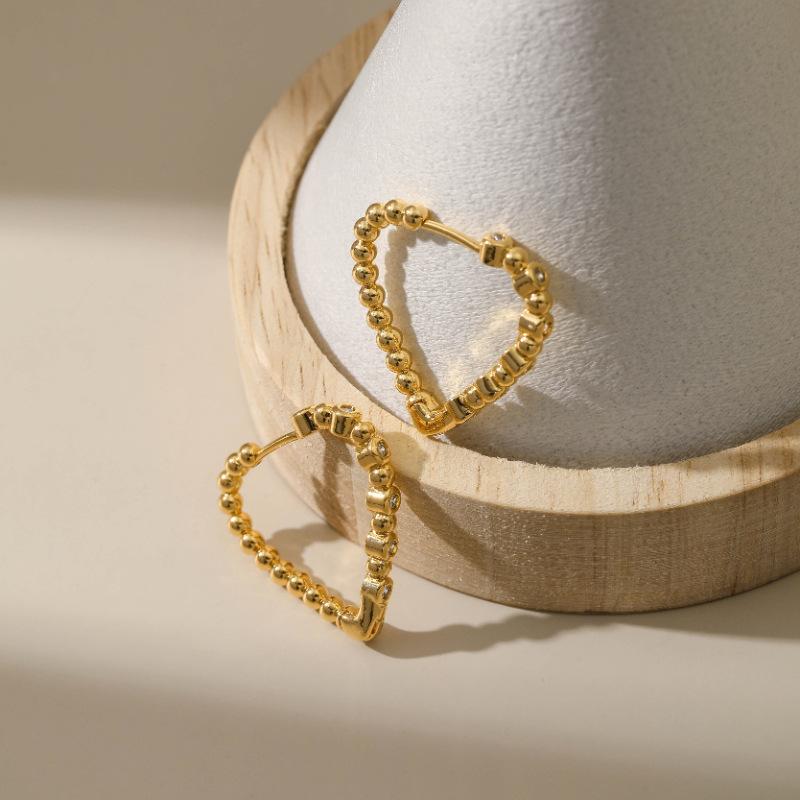 K Gold Plated Copper Creative Zircon Simple Ear Buckle Earrings