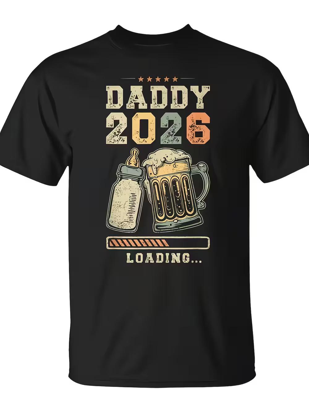 Men s Funny 2026 Expecting Dad T-Shirt - Pregnancy Announcement Shirt with Beer Mug S