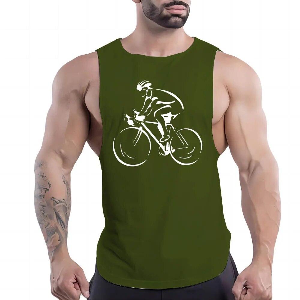 Summer Adult Men'S Casual Sports Crew-Neck Vest Creative Bike 2d Print Comfortable Simple Trend Breathable Sleeveless T-Shirt