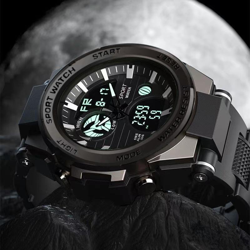 Electronic Watch Multifunctional Youth Outdoor Sports Luminous Student Quartz Dual Display